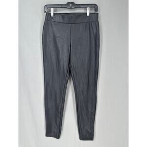 Hue Leggings Womens Small Black Faux Leather Stretch Pull On High Rise